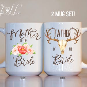 Mother of the Bride Gift, Father of the Bride Gift, Mother of the Bride Mug Father of the Bride Mug Deer Antlers Boho Coffee Mug Gift MPH364