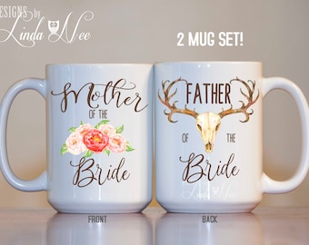 Mother of the Bride Gift, Father of the Bride Gift, Mother of the Bride Mug Father of the Bride Mug Deer Antlers Boho Coffee Mug Gift MPH364