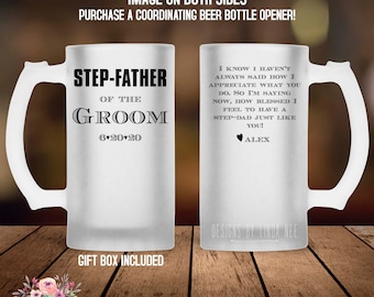 Personalized Step-Father of the Groom Beer Mug Step Father of the Groom Gift Personalized Beer Mug Wedding Gift for Father in Law Mug MPH465