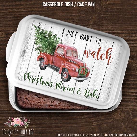 Holiday Cake Pan Red Truck Christmas Casserole Dish Christmas Movies Baking  Dish Red Truck Personalized Holiday Kitchen Decor HCD7 