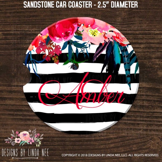Car Coaster, Car Accessories for Her, Pink Paisley Floral Auto
