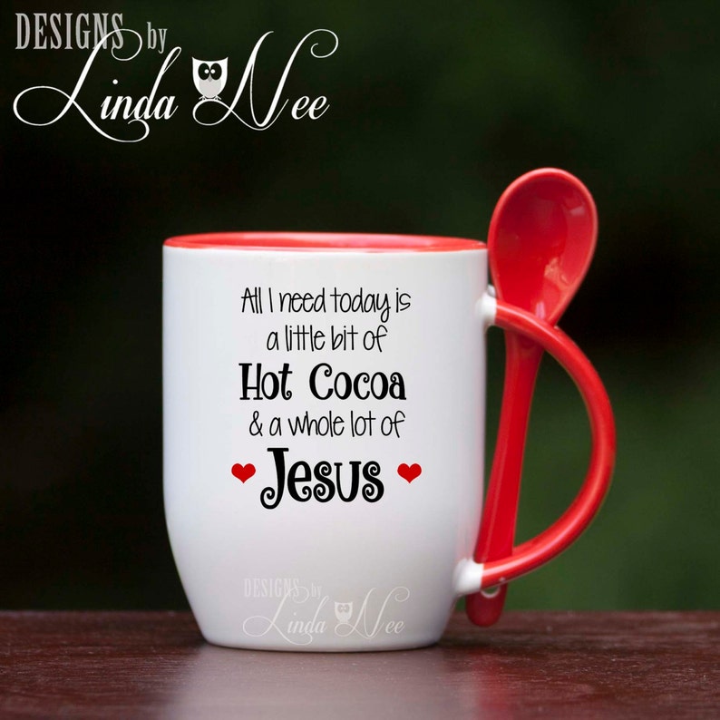 hot chocolate mug with spoon in handle