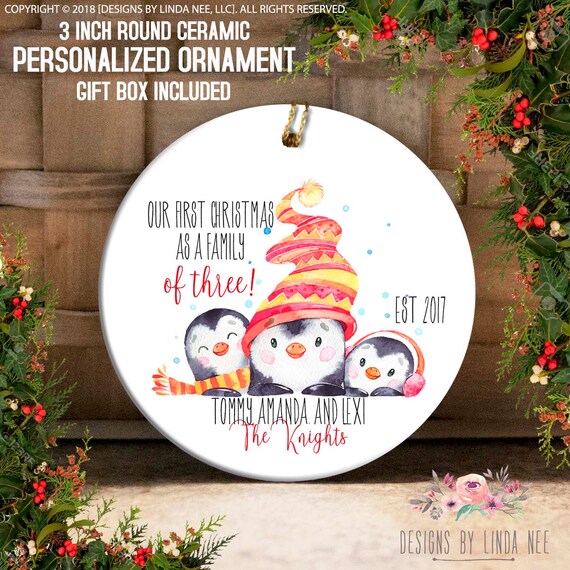 family ornament with new baby