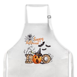 Halloween Kitchen Apron, Cute Pumpkin Apron for Women, Boo Spooky Apron  Kitchen Linens, Pumpkin Apron with Pockets, Clothing X-HAL006