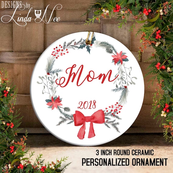 MOM Christmas Ornament, Gift for Mom, Personalized, Christmas