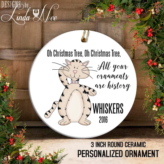 Cat Ornament, Country Cat Christmas Ornament, Funny Cat Ornament