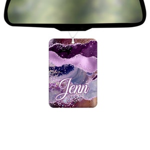 Aangepaste paarse glitter kentekenplaat auto accessoires, gepersonaliseerde plaat en frame auto tag monogram onderzetters sleutelhanger ombre agaat 2-FAN001