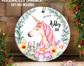 Girl's Unicorn Christmas Ornament Unicorn Ornament for Girls Personalized Christmas Gift Custom Unicorn Ornament Pink Unicorn Gift  OCH186