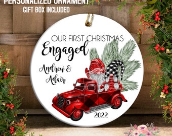 Engagement Ornament Engaged Ornament Mr and Mrs Ornament Gnome Just Engaged Ornament Custom Engagement Gift Engagement Party Ornament OCH282