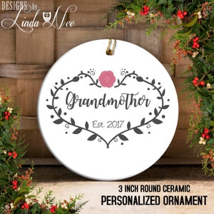 Grandmother Ornament, Grandmother Gift, Baby Reveal Ornament, Christmas Ornament, Grandmother Est Personalized Grandmother Grandma Gift OPH7