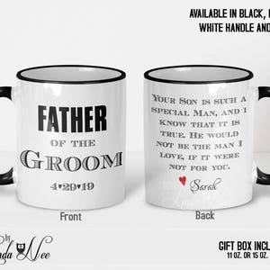 Father of the Groom Gift, Father of the Groom Mug, Personalized Gift for Father of the Groom, Father in Law Gift, Wedding Gift Mug MPH152