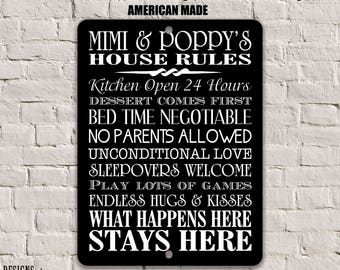 Chalkboard Wall Art Personalized Poppy Art Custom Mimi Print Gift for Grandparents Mimi and Poppy/'s House Rules Instant Download PH10