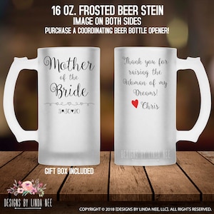 Mutter der Braut Geschenk Mutter der Braut Bier Becher personalisierte Geschenk für Mutter im Gesetz Frau meine Träume Hochzeit Geschenk individuelle Becher MPH126