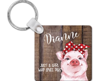 Custom Keychain with Cute Pig with Bandana for Women J-WEL001