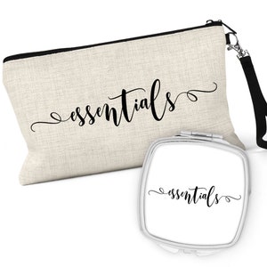 Essentials Cosmetic Bag, Essential Makeup Gift, Cosmetic Organizer Pouch, Purse Pouch, Compact Mirror, Travel Accessories, Airplane V-AAA001