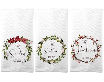 Toalhas de cozinha personalizadas, presentes de Natal, toalhas de chá personalizadas, toalhas de prato, toalha de mão, toalha personalizada, pano de prato, monograma KTP19