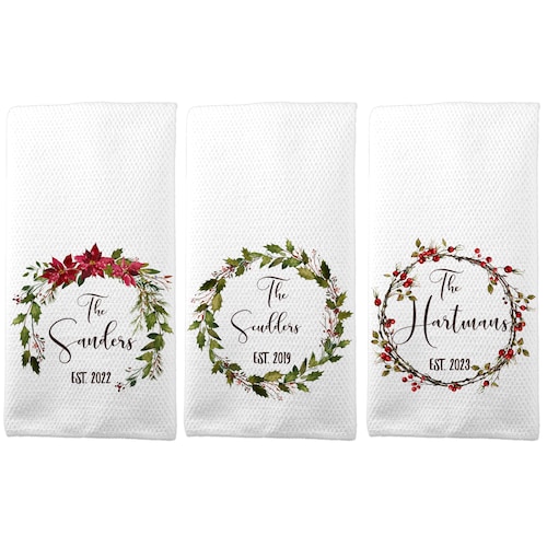 Personalized Kitchen Towels Christmas Gifts Custom Tea Etsy