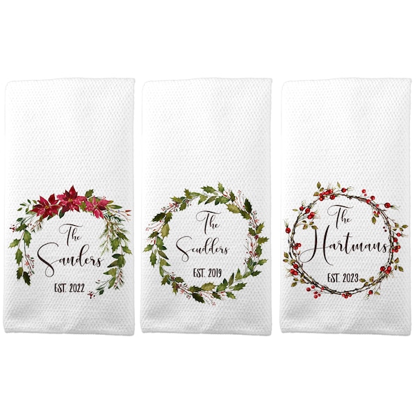 Torchons de cuisine personnalisés, cadeaux de Noël, torchons personnalisés, torchons, serviettes à main, serviette personnalisée, torchon, monogrammé KTP19