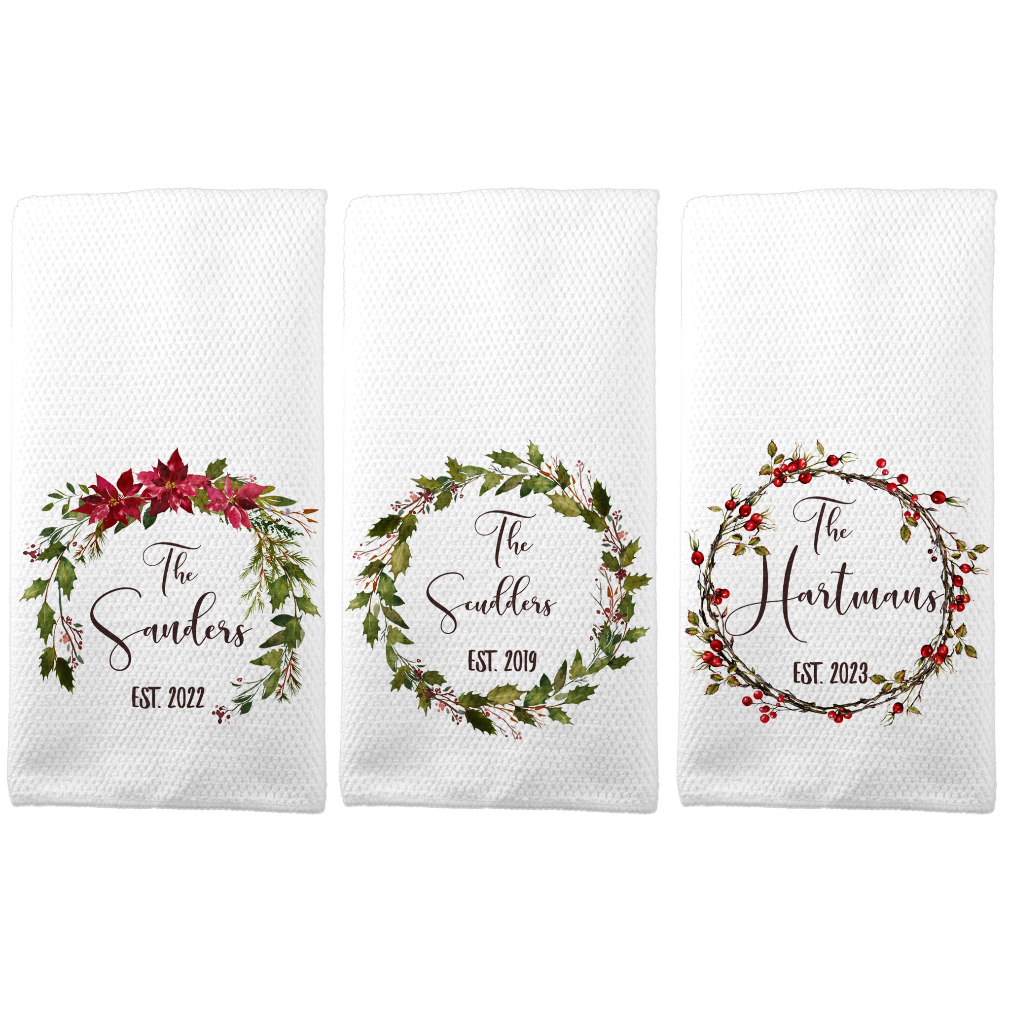 2024 Christmas Hand Towels Set 4 Pack Embroidered Kitchen Dish