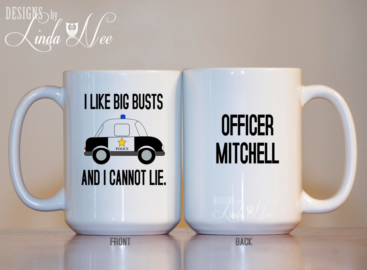 I like big busts - Funny Police officer PD policeman cop car humor joke mug  gift