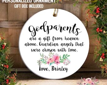 Godparents Ornament Gift for Godparents Godfather Christmas Gift Godmother Christmas Ornament for Godparents Personalized Godparents OPH111