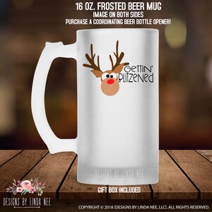 Funny Christmas Mug Christmas Beer Mug Gettin Blitzened Funny Beer Mug Beer Stein Holiday Party Favor Christmas Party Gifts MHO54