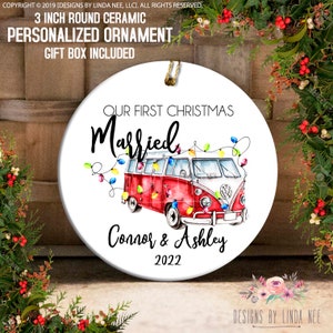 Our First Christmas MARRIED Christmas Ornament Personalized Wedding Ornament Mr and Mrs Wedding Gift Couples Ornament OCH271