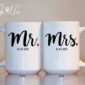 Personalized Mr. and Mrs. Mug, Mr and Mrs Coffee Mugs, Couples Mug Set, His and Hers Mug, Wedding Gift for Couple, Mr Mrs Cup, Tea MPH224 image 1