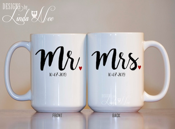Coffee Mug Coaster 10/15oz/ Magic His and Hers script couples mr and mrs Tea 