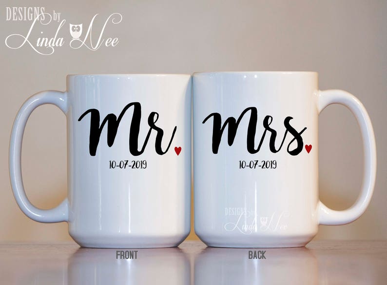 Personalized Mr. and Mrs. Mug, Mr and Mrs Coffee Mugs, Couples Mug Set, His and Hers Mug, Wedding Gift for Couple, Mr Mrs Cup, Tea MPH224 image 1