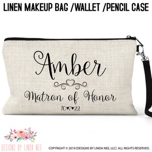 Personalizado MATRON de HONOR Bolsa Cosmética Bolsa de Maquillaje Bolsa Defiar Bolsa de Aseo Personalizado Bolsa de Maquillaje Regalo de Boda Regalo De Honor Regalo CBP6