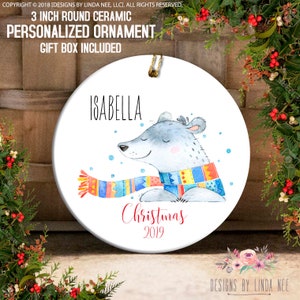 Personalisierte Weihnachten Ornament Geschenke für Mädchen Bär Verzierung Kundenspezifische Bär Verzierung-Andenken Verzierung Geschenke für Mädchen-nettes Bärn-Geschenk OCH208