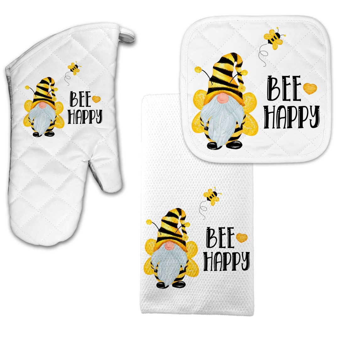 Bee Happy Towel Bee Gnome Kitchen Decor Spring Kitchen Etsy