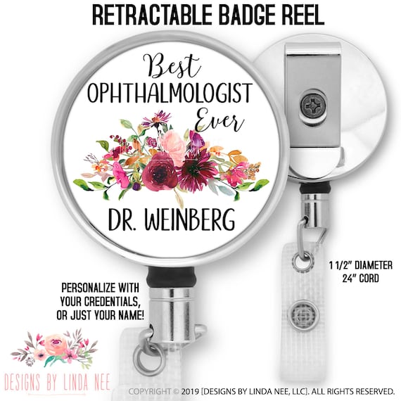 Personalized Ophthalmologist Retractable Badge Reel Eye Doctor Badge Clip  Badge Reel Custom Gift for Surgeon BRP72