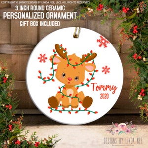 Christmas Ornament Boy&#39;s Personalized Ornament Baby Reindeer Gift Deer Ornament Baby Shower Gift Baby Boy Christmas Ornament Custom OCH231