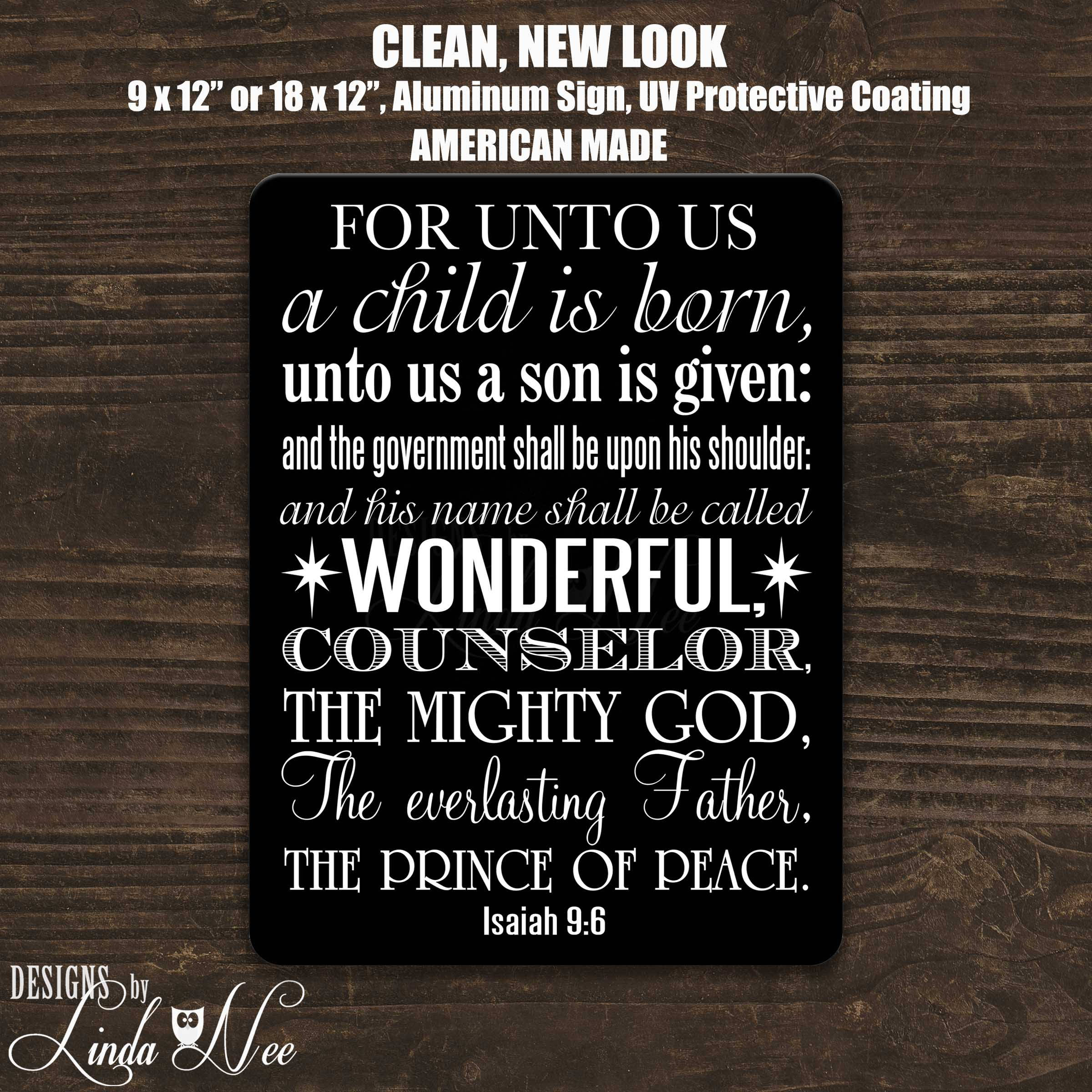Pour nous à un enfant est né signe, signe de Noël, décoration de Noël, décor religieux de Noël, noël Mantel, Esaïe 9:6 signe SHO3