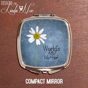 World&#39;s BEST Mother Compact Mirror,  Mom Flower Pocket Mirror, Personalized Makeup Mirror, Mother Birthday, Mother&#39;s Day Gift Mom Gift XPH10