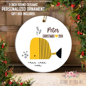 Kerstornament voor jongens Gepersonaliseerde ornament voor jongens Walvisornament voor jongen of meisje Kerstornament schattig walviscadeau decoratie voor de feestdagen OCH218