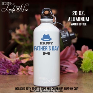 Happy Father&#39;s Day Water Bottle, Gift to Dad, Father Day Gift, Dad&#39;s Fitness Bottle, Daddy First Fathers Day, Aluminum Water Bottle, MPH110