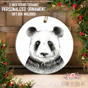Panda Christmas Ornament Merry Christmas Ornament Panda Watercolor Ornament Panda Bear Ornament Personalized Ornament for Boy Girl OCH197