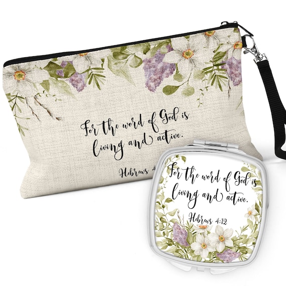 Christian Bible Study Pencil Case, Bible Study Tools Accessory, Hebrews  4:12 Gift, Word of God, Religious Tote Bag, Floral Bag C-SCR018 -   Israel
