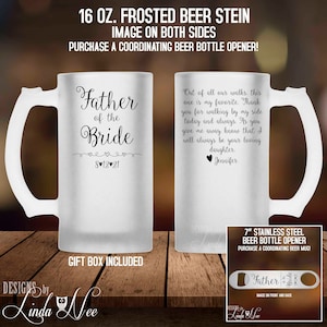 Mug de bière du père de la mariée, cadeau du père de la mariée, tasse de bière personnalisée, cadeau de mariage, verre à bière, cadeau pour papa, enterrement de vie de garçon MPH466