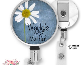 Retractable Badge Reel for Mom Badge Reel Floral Badge Holder for Mother Gift for Mom Badge Reel Gift for Her ID Badge Holder BRP35