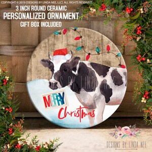 COW Ornament, Cow Christmas Ornament, Cow Gifts, Farm Animal Ornament, Merry Christmas Ornament, Dairy Cow Gift, Cow Decor OCH255