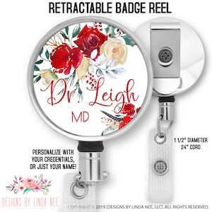 Mexican Flowers Retractable ID Badge Reel, Lanyard, or Carabiner - The Badge  Patch (A Crystal Garden LLC)