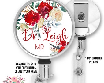 Doctor Badge Reel Retractable Med Student Badge Reel Badge Clip Personalized Gift for Doctor Graduation Gift Pediatrician ID Holder BRP65