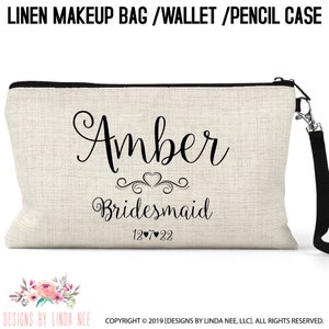 Personalized BRIDESMAID Cosmetic Bag Wedding Bridal Party Bag Bride Makeup Bag Bridesmaid Toiletry Bag Custom Makeup Bag Bride Bag CBP3