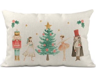 Nutcracker Pillow, Christmas Pillow, Nutcracker Decor, Christmas Ballet, Lumbar Pillow Cover, Holiday Pillow, 12x20, Clara X-XMS075