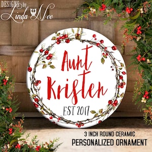 Aunt Christmas Ornament, Personalized Ornament, Gift for Aunt, Gift for Sister, Auntie, Aunty Gift for Sister Est Aunt Gift Christmas OCH141