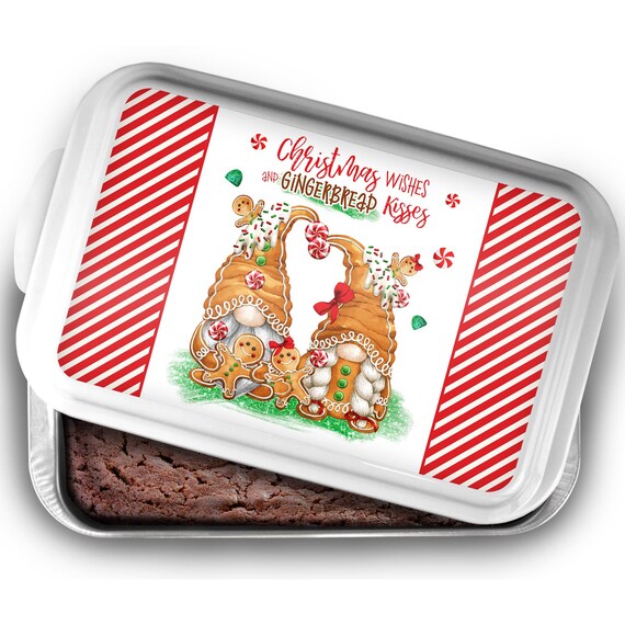 Holiday Gnome Theme Baking Pan, Christmas Wishes and Gingerbread Wishes,  Candy Cane, Peppermint Candy, Housewarming Gift, Cookie 7-XMS013 